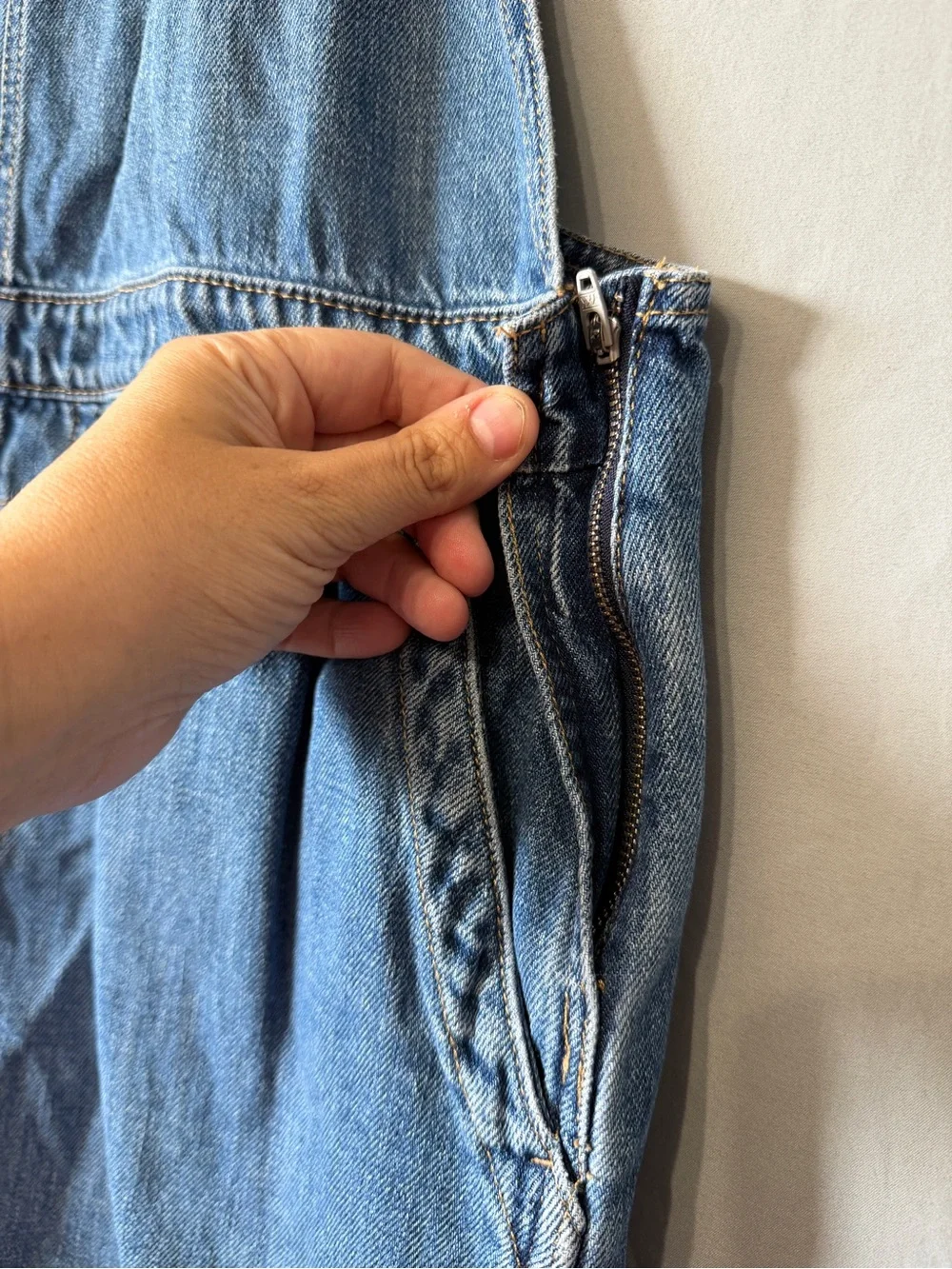 GAP Light Blue Denim Overall Mini Dress - Picture 5 of 8